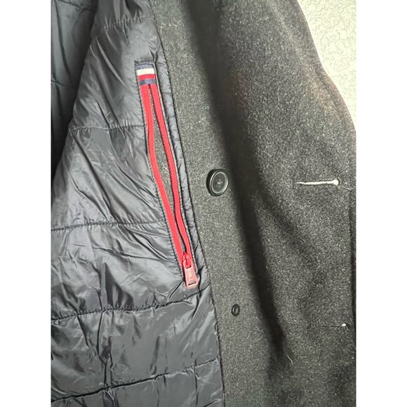 Tommy Hilfiger Men’s Black Wool Blend Insulated Double Breasted Pea Coat M - Picture 8 of 9